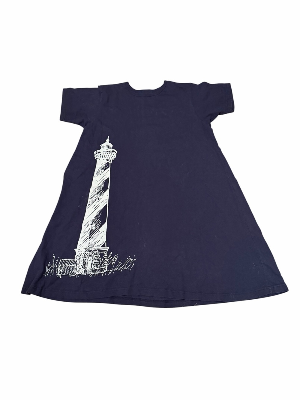 Michigan Rag Co. Navy short sleeve dress Lighthouse Maine New England Cotton